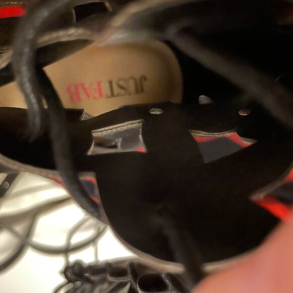 JUST FAB Lace up open toe gladiator knee high boots - Picture 5 of 6